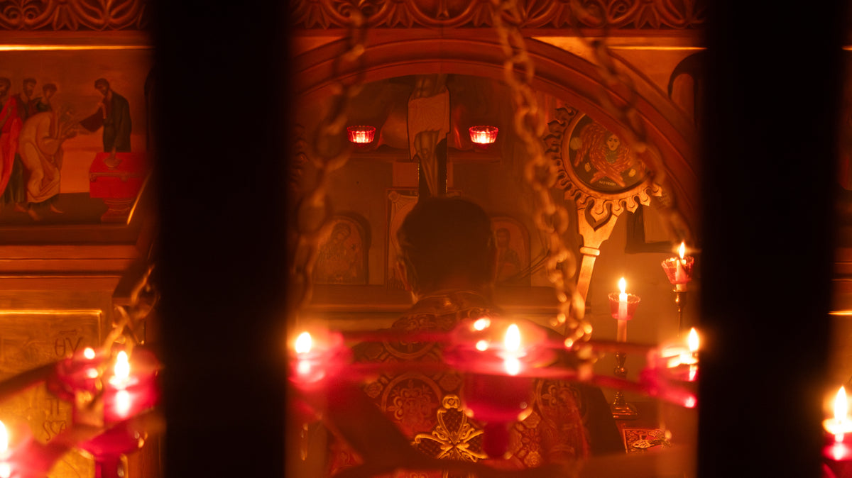 An Orthodox priest in the altar
